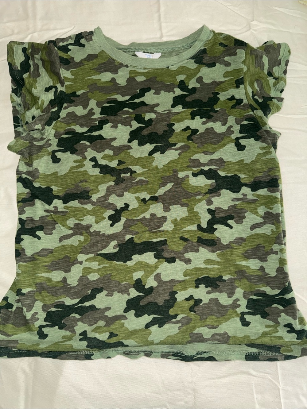 Time and Tru Green Camo Short Sleeve Tee